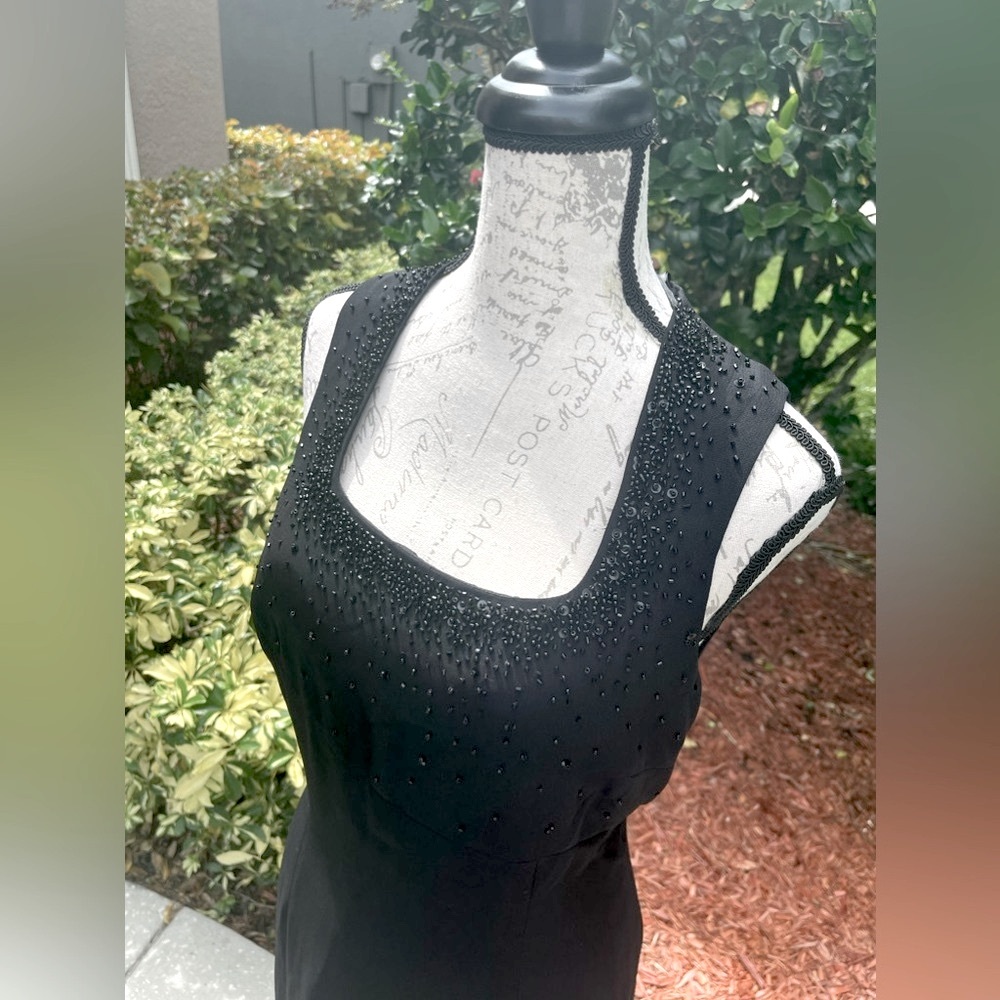 Vintage Black Beaded Formal Dress by Liz Claiborne size 12 - Picture 4 of 16